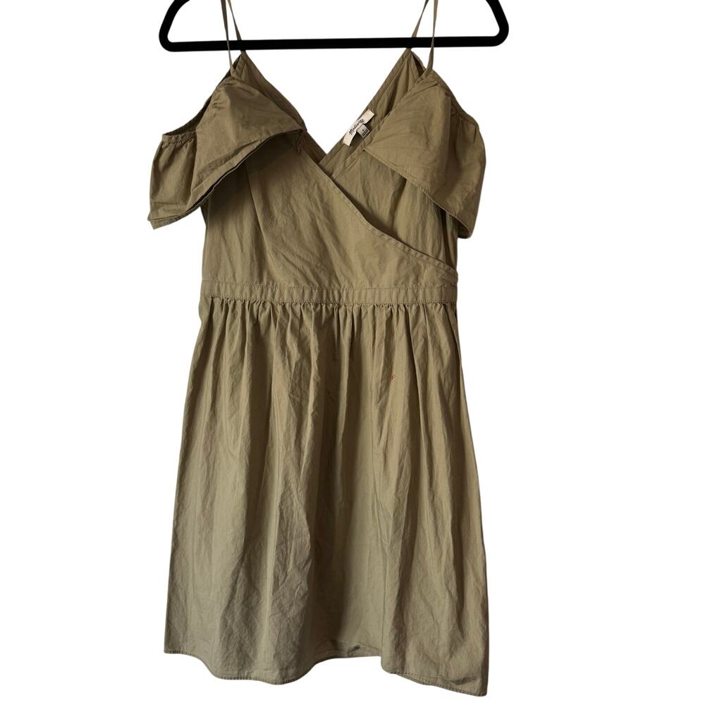 Madewell tan cotton off the shoulder mini dress
